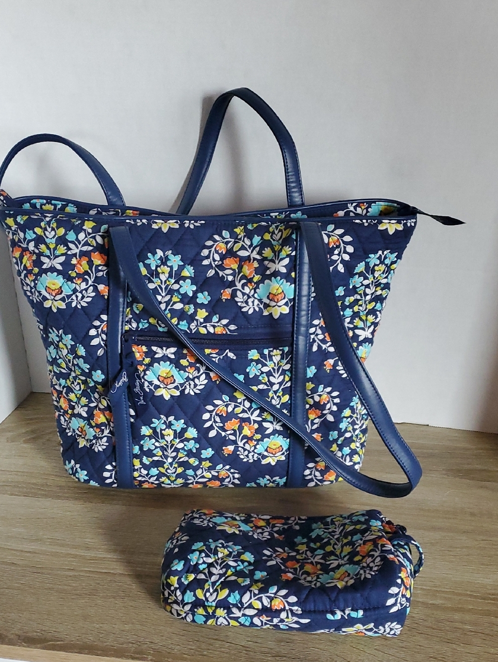 Vera Bradley Quilted Floral Chandelier Tote with Matching Pouch